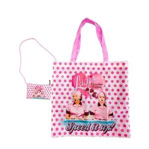 New I Love Lucy Chocolate Factory Reusable Shopping Bag Tote 15x15 Ethel Heart